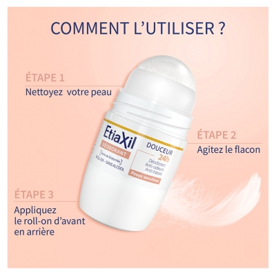 Etiaxil Déodorant Douceur 24H Peaux Sensibles Roll-On Lot 2 x 50 ml