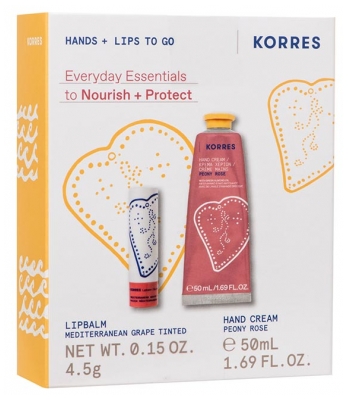 Korres Coffret Crème Mains Hydratante 50 ML + Korres Stick à Lèvres Teinté 4,5 Grammes