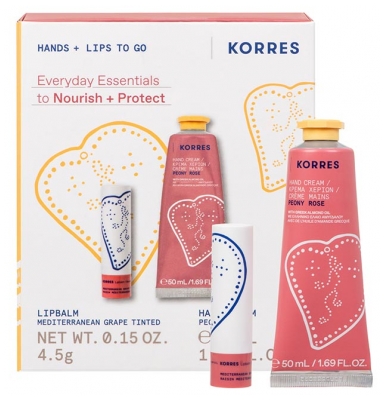 Korres Coffret Crème Mains Hydratante 50 ML + Korres Stick à Lèvres Teinté 4,5 Grammes