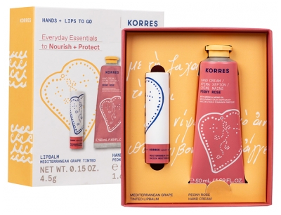 Korres Coffret Crème Mains Hydratante 50 ML + Korres Stick à Lèvres Teinté 4,5 Grammes