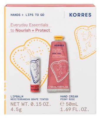 Korres Coffret Crème Mains Hydratante 50 ML + Korres Stick à Lèvres Teinté 4,5 Grammes