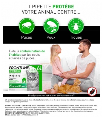 Frontline Combo pour Chat et Furets - Puces, tiques, poux 6 Pipettes