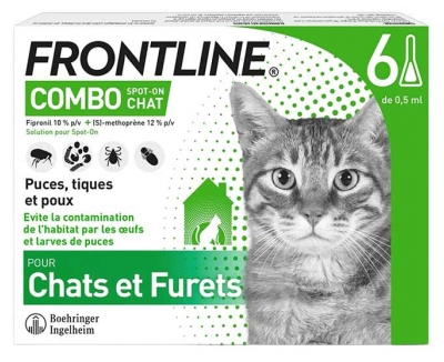 Frontline Combo pour Chat et Furets - Puces, tiques, poux 6 Pipettes