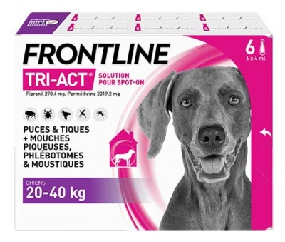 Frontline Tri-Act Chiens 20-40Kg 6 Pipettes