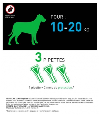 Frontline Combo Chien M (10 20 Kg) 3 Unités