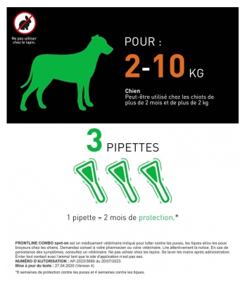 Frontline Combo Chien S (2 10 Kg) 3 Unités