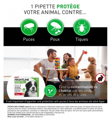 Frontline Combo Chien XL (Plus de 40 Kg) 3 Unités