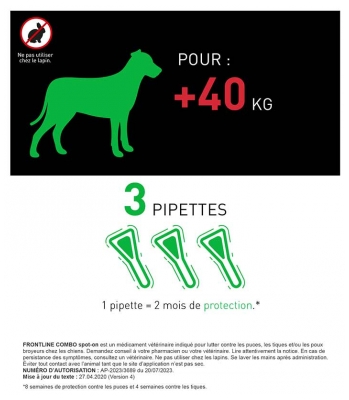 Frontline Combo Chien XL (Plus de 40 Kg) 3 Unités