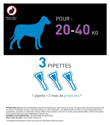 Frontline Spot-On Chien L (20 40 Kg) 3 Unités