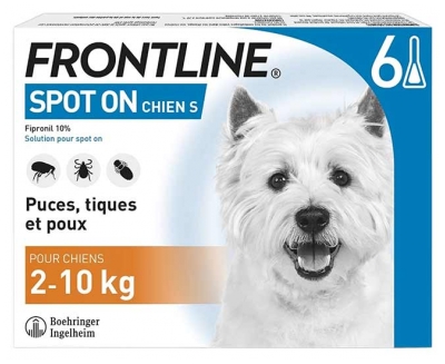 Frontline Spot-On Antiparasitaire Chiens de 2 à 10 kg 6 Pipettes