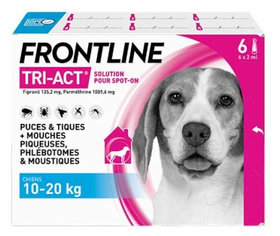 Frontline Tri-Act Chiens 10-20Kg 6 Pipettes