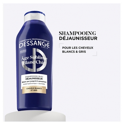 Dessange Âge Sublime Blanc Chic Shampoing Bleu Déjaunisseur Cheveux Blancs et Gris 280 ml