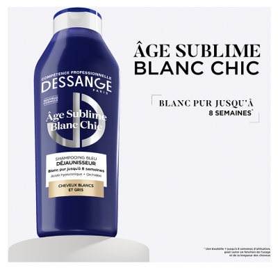 Dessange Âge Sublime Blanc Chic Shampoing Bleu Déjaunisseur Cheveux Blancs et Gris 280 ml
