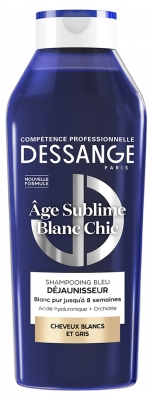 Dessange Âge Sublime Blanc Chic Shampoing Bleu Déjaunisseur Cheveux Blancs et Gris 280 ml