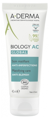 A-DERMA Biology AC Global Soin Matifiant Anti-Imperfections Biologique 40 ML