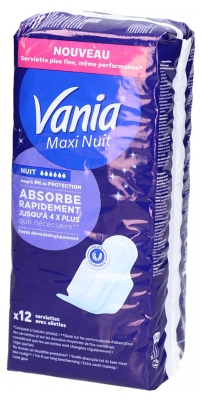Vania Maxi Nuit 12 Serviettes Extra Longues