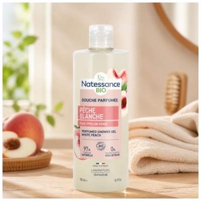 Natessance Douche Parfumée Pêche Blanche Biologique 500 ML