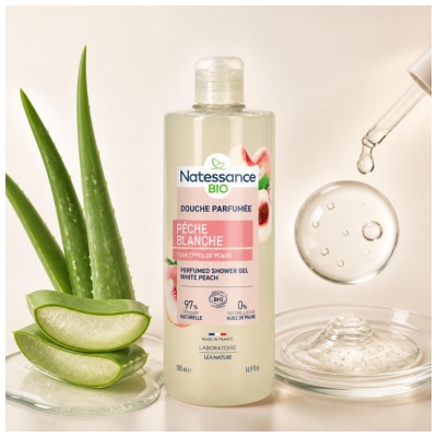 Natessance Douche Parfumée Pêche Blanche Biologique 500 ML