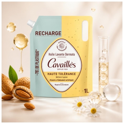 Cavaillès Huile Lavante Dermato Haute Tolérance Éco Recharge de 1 Litre