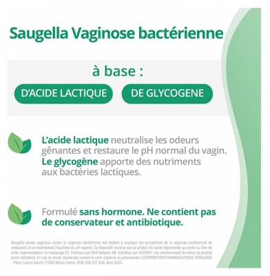 Saugella Vaginose Bactérienne Ovules Vaginaux 7 Unités