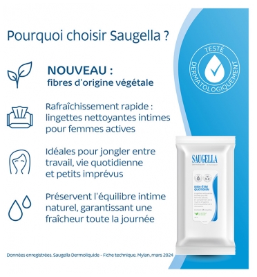 Saugella Dermoliquide Lingettes Nettoyantes Intimes 15 Unités