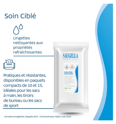 Saugella Dermoliquide Lingettes Nettoyantes Intimes 15 Unités