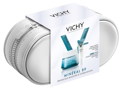 Vichy Minéral 89 Crème Riche Boost d'Hydratation 72H Peaux Sèches 50 ml + Minéral 89 Sérum Booster Fortifiant et Repulpant 10 ml