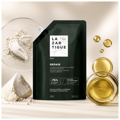 Lazartigue Repair Shampoing Réparation Intense Kératine Végétale Éco-Recharge 500 ml