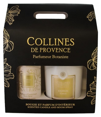 Collines de Provence Coffret Parfum d'Intérieur 100 ML + Bougie 180 Grammes Coton