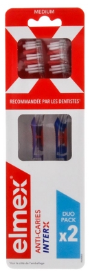Elmex Anti-Caries InterX Medium Brosse à Dents Duo - Couleur : Violet - Bleu