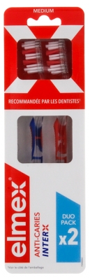 Elmex Anti-Caries InterX Medium Brosse à Dents Duo - Couleur : Orange - Bleu
