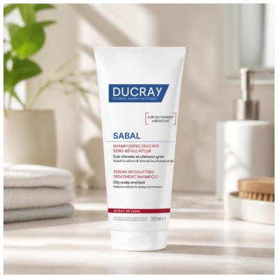 Ducray Sabal Shampoing Traitant Sébo-Régulateur Cuir Chevelu et Cheveux Gras 200 ml