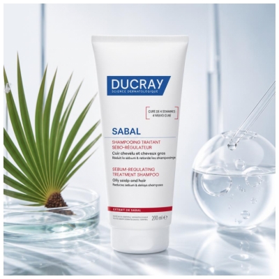 Ducray Sabal Shampoing Traitant Sébo-Régulateur Cuir Chevelu et Cheveux Gras 200 ml