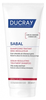 Ducray Sabal Shampoing Traitant Sébo-Régulateur Cuir Chevelu et Cheveux Gras 200 ml