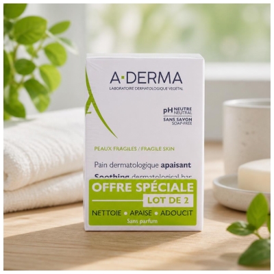A-DERMA Pain Dermatologique Apaisant 2 x 100 Grammes