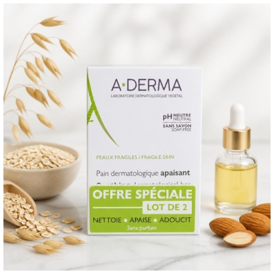A-DERMA Pain Dermatologique Apaisant 2 x 100 Grammes