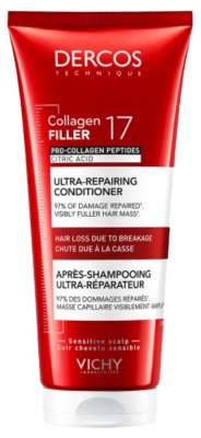 Vichy Dercos Collagen Filler 17 Après Shampoing Ultra-Réparateur Cuir Chevelu Sensible 200 ml