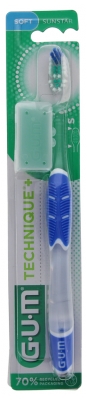 GUM TechNIQUE + Brosse à Dents Soft 491 - Couleur : Bleu
