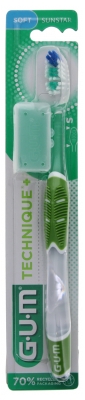 GUM TechNIQUE + Brosse à Dents Soft 491 - Couleur : Vert