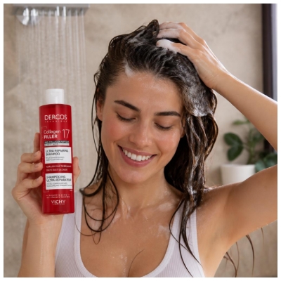 Vichy Dercos Collagen Filler 17 Shampoing Ultra-Réparateur Cuir Chevelu Sensible 200 ml