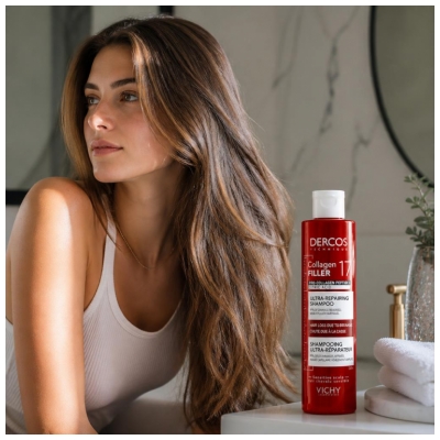 Vichy Dercos Collagen Filler 17 Shampoing Ultra-Réparateur Cuir Chevelu Sensible 200 ml