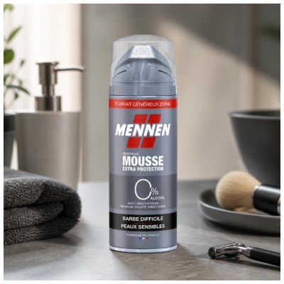 Mennen Mousse de Rasage Extra Protection Barbe Difficile Peaux Sensibles 250 ml