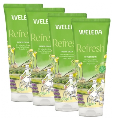 Weleda Crème de Douche Vivifiante au Citrus Fraîcheur et Bonne Humeur Lot de 4 x 200 ml