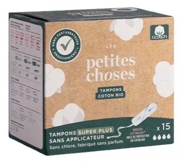 Les Petites Choses Tampon Sans Applicateur Coton Bio Flux Super Plus 15 Tampons