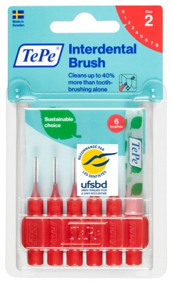 TePe Interdental Brush 6 Brossettes Interdentaires - Taille : 2