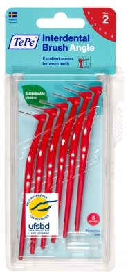 TePe Interdental Brush 6 Brossettes Interdentaires Angle - Taille : 2