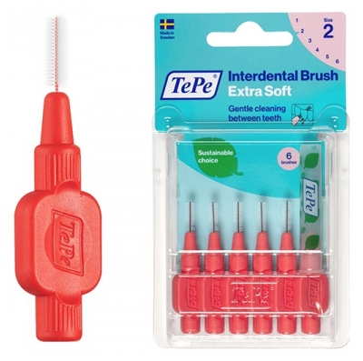 TePe Extra Souples 6 Brossettes Interdentaires - Taille : 2 : 0,5 mm