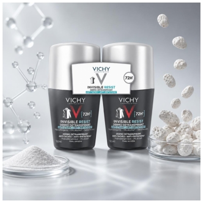 Vichy Homme Déodorant Invisible Resist Dermo-Détranspirant 72H 2 x 50 ml