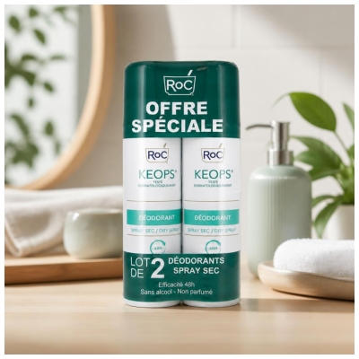 Roc Keops Déodorant Spray Sec Lot de 2 X 150 ml