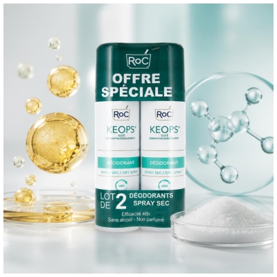 Roc Keops Déodorant Spray Sec Lot de 2 X 150 ml